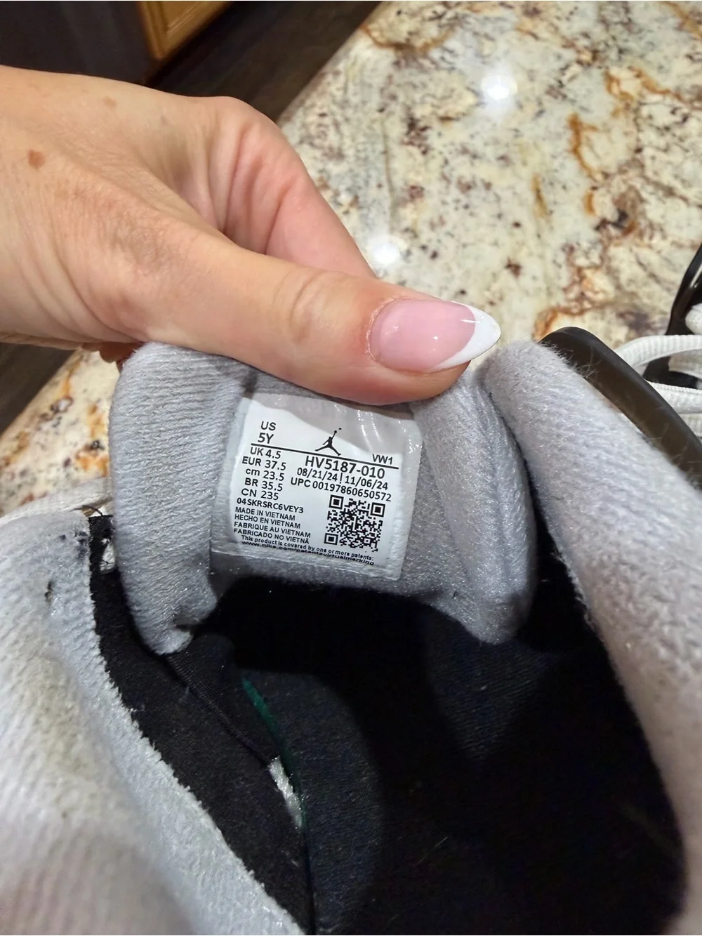 Nike Kids Jordan 4 Black and Gray Sneakers with Red Logo